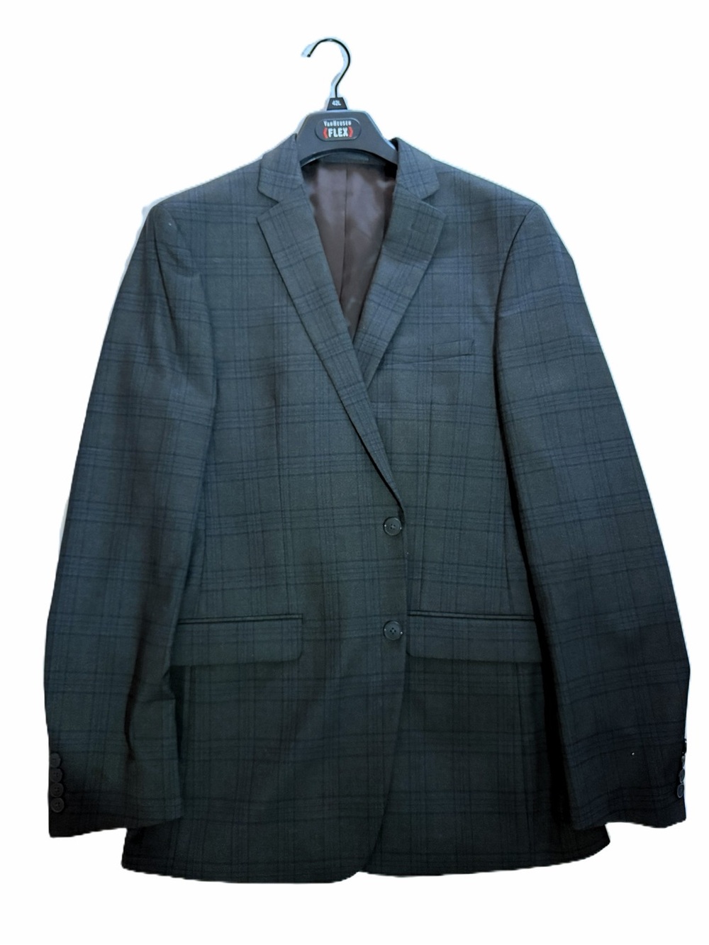 Van Heusen Men's Dark Gray Plaid Two-Button Blazer